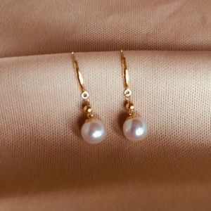 Real 18K Gold with Freshwater Pearl Earrings